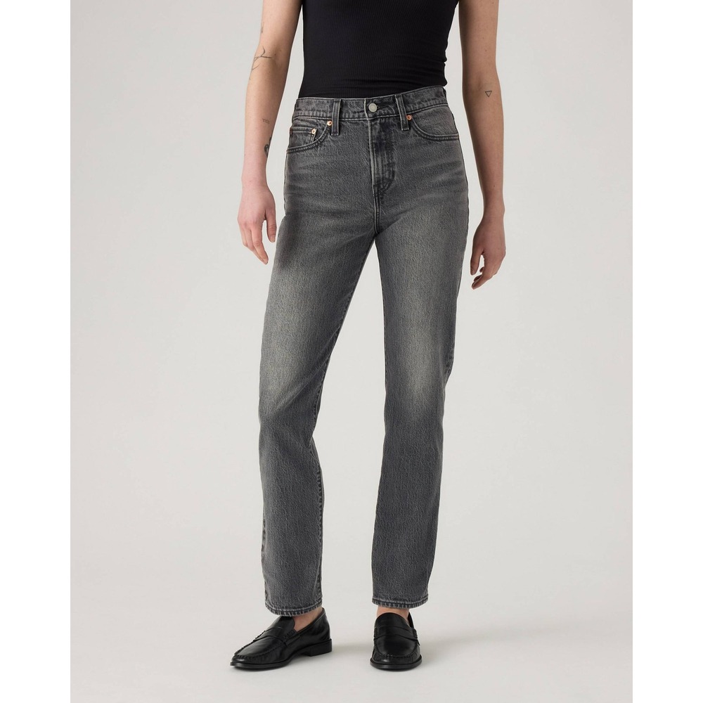 Levis Jeans Womens 31 Wedgie Straight High Rise Grey Faded Slim Denim Button Fly